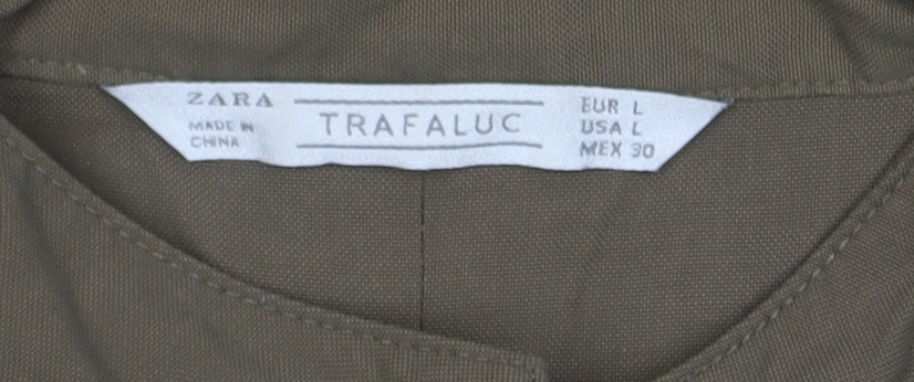 Zara Women's Brown Military Jacket L Size, Buttoned Casual
