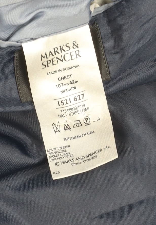 Marks & Spencer Men's Blue Striped Suit Jacket 42R