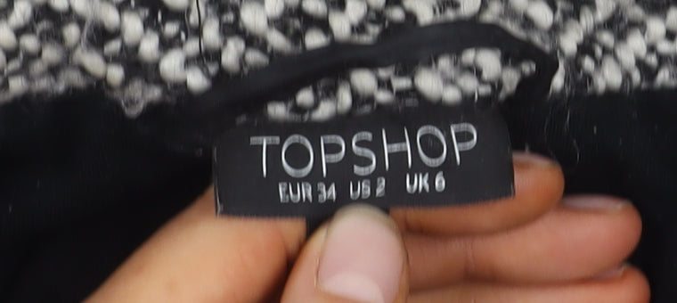 Topshop Women's Grey Herringbone Coat, Size 6