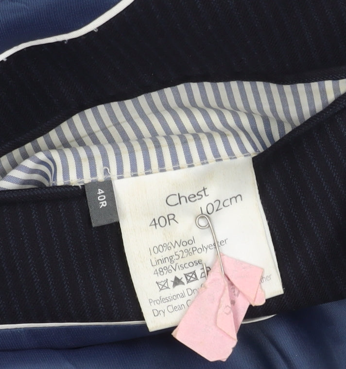 John Lewis Men's Blue Striped Suit Jacket 40R