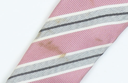 Marks & Spencer Men's Pink Striped Silk Tie
