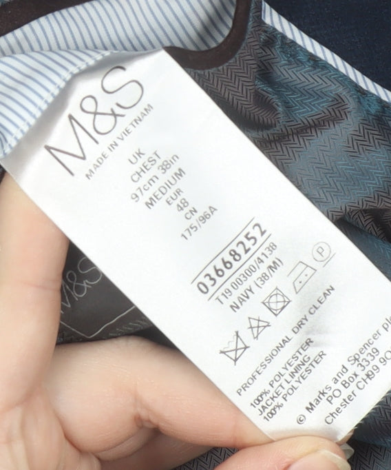 Marks & Spencer Men's Blue Blazer, 38R Two-Button