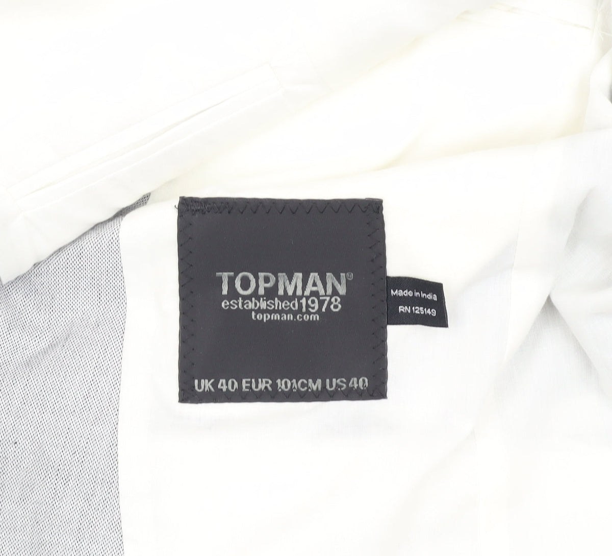 Topman Men's Grey Cotton Blazer, Size 40, Regular Fit