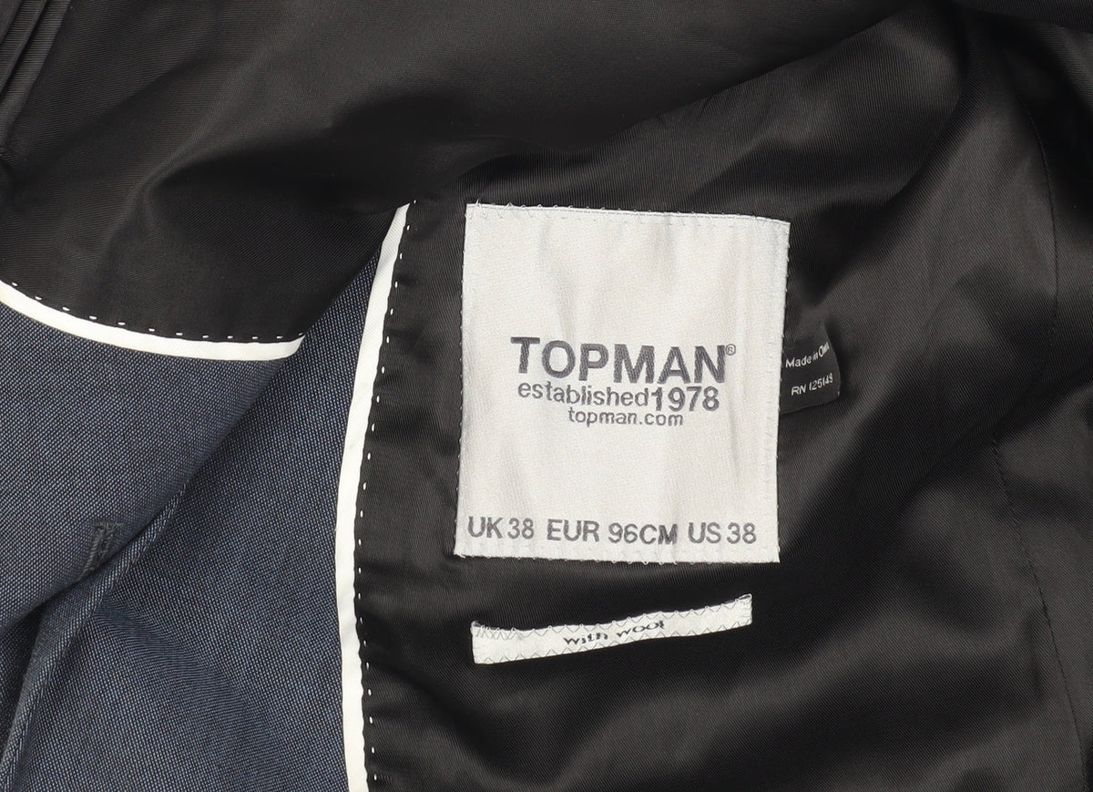 Topman Men's Blue Blazer, Size 38, Classic Style