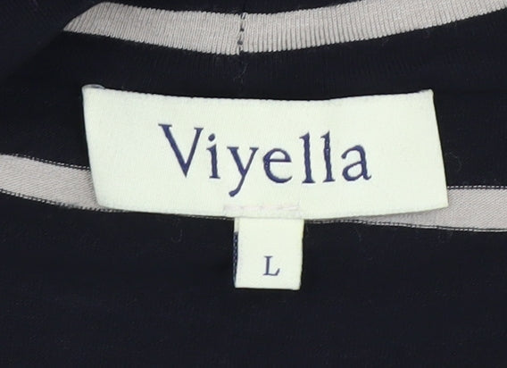 Viyella Women's Black Striped Wrap Top - Large