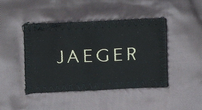 Brand and care label for Jaeger Men's Grey Striped Slim Suit Jacket 44S