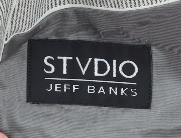 STVDIO Jeff Banks Men’s Grey Striped Blazer 40 Regular