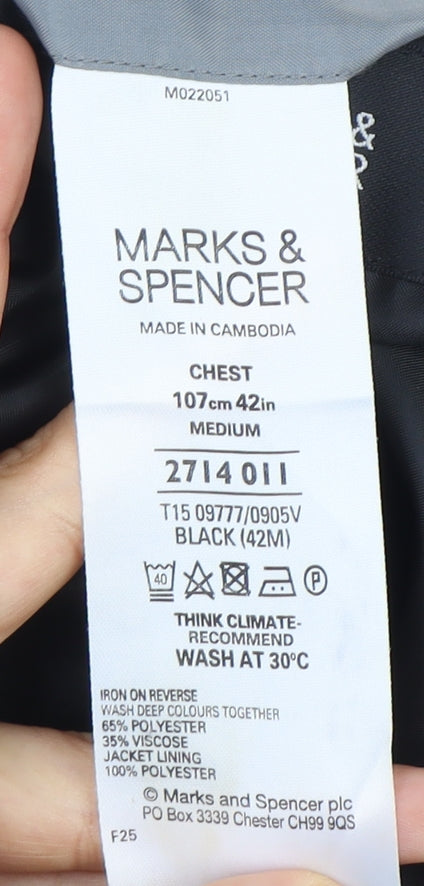 Marks & Spencer Men's Black Blazer, Size 42R Formal Jacket