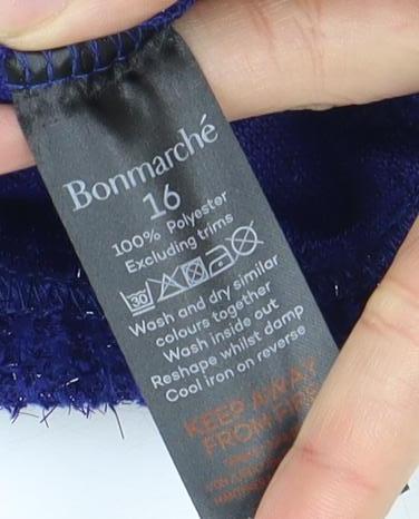Bonmarché Women's Blue 3/4 Sleeve Knit Pullover Jumper