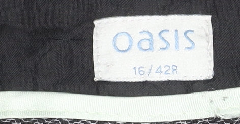 Oasis Women Black Stripe Trousers Size 16
