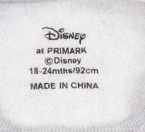 Brand and care label for Disney boys’ grey mickey mouse christmas sweatshirt 8-9 years