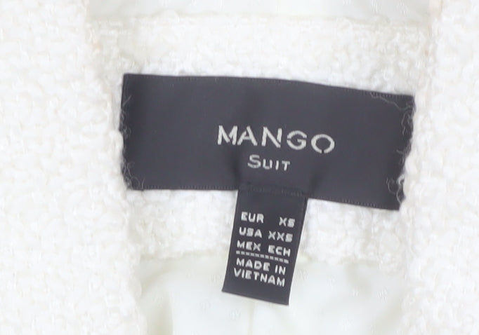 Mango Women's Ivory Jacket XS with Zipped Pockets