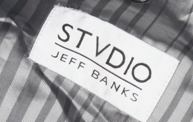 Stvdio Jeff Banks Men's Black Pinstripe Blazer, 42 Regular