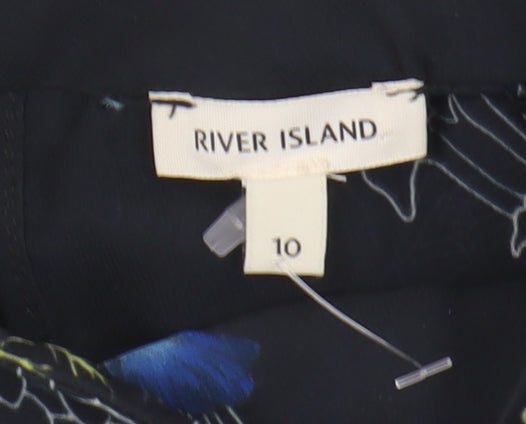 River Island Women's Black Floral Blouse Size 10
