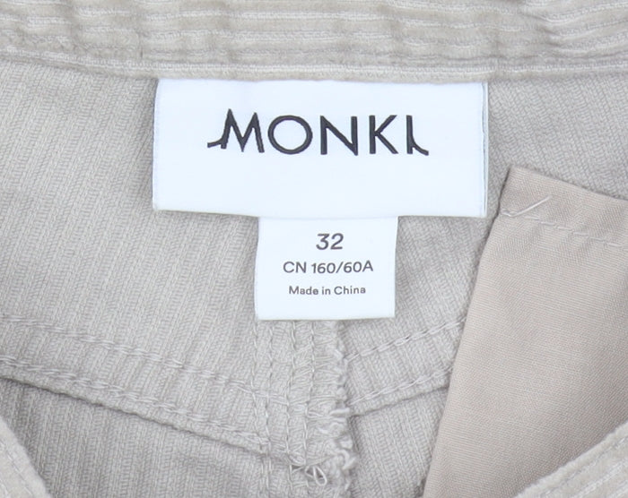 Monki Women's Beige Wide-Leg Corduroy Trousers