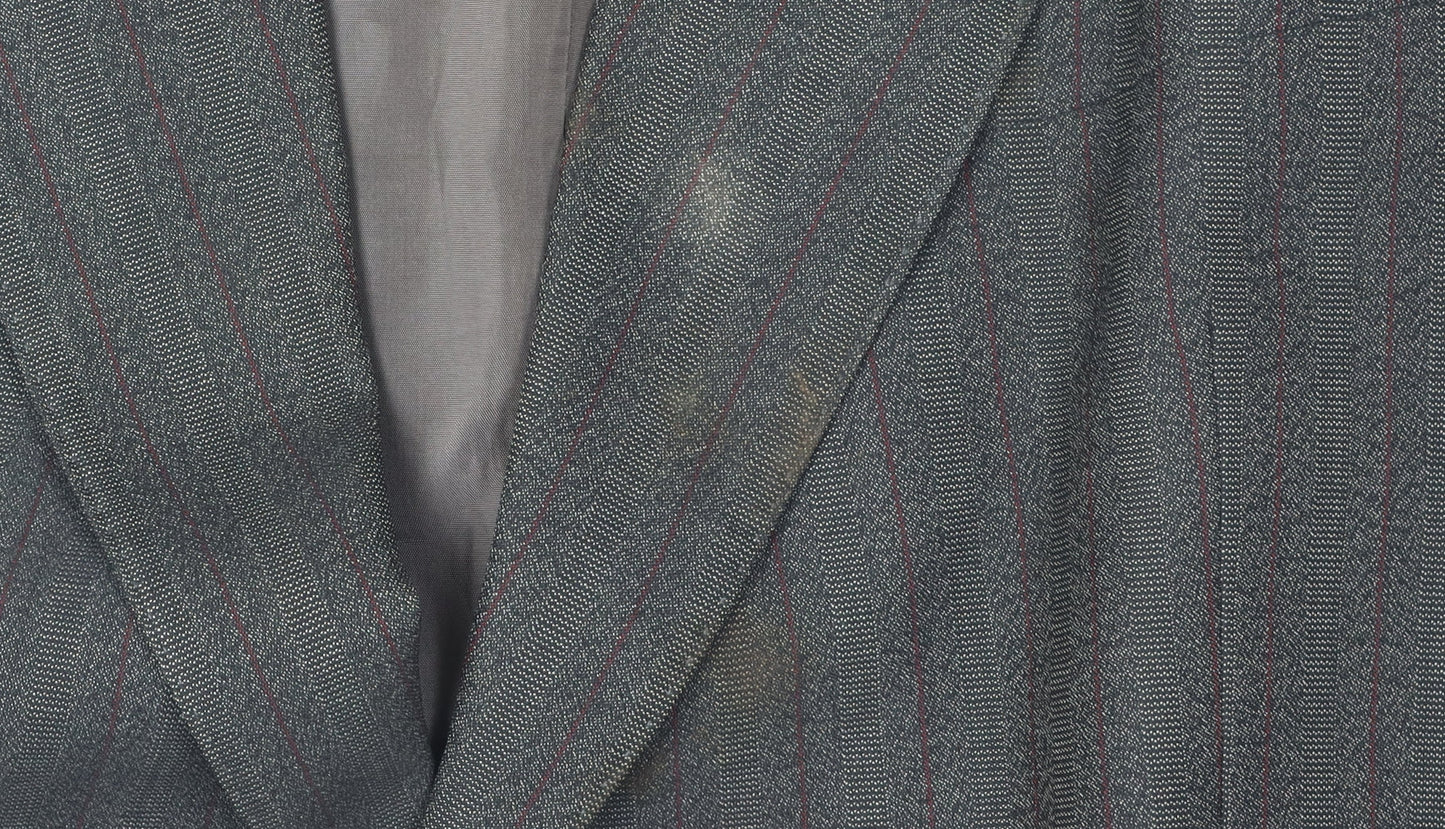 BOSS Men's Grey Striped Suit Jacket 44 Regular