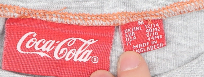 Coca-Cola Women's Grey Cropped T-Shirt Size 12