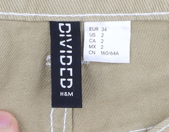 H&M Women Beige Cargo Trousers Size 6, Casual Style