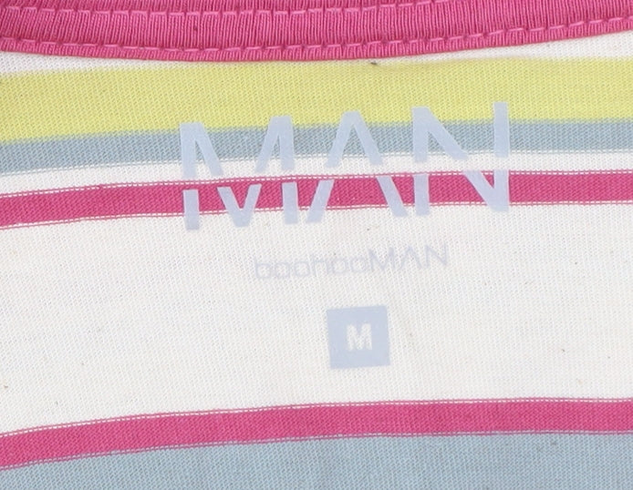 boohooMAN Men's Multicoloured Striped T-Shirt M
