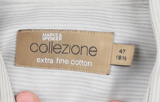 Marks & Spencer Men's Grey Herringbone Shirt 47