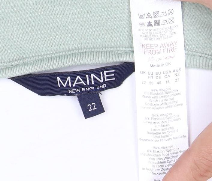 MAINE Women's Green V-Neck Top, Size 22, Asymmetrical