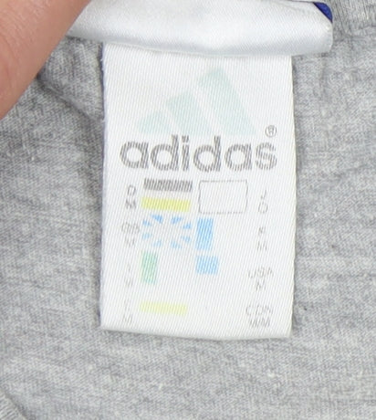 Brand and care label for Adidas Men's Grey Graphic T-Shirt