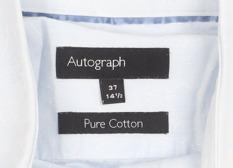 Marks & Spencer Men's Blue Cotton Button-Up Shirt