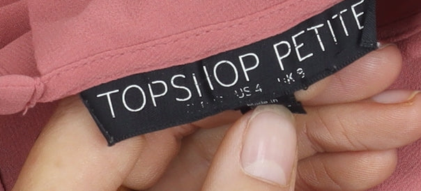 Topshop Women’s Pink Petite Collared Blouse Size 8
