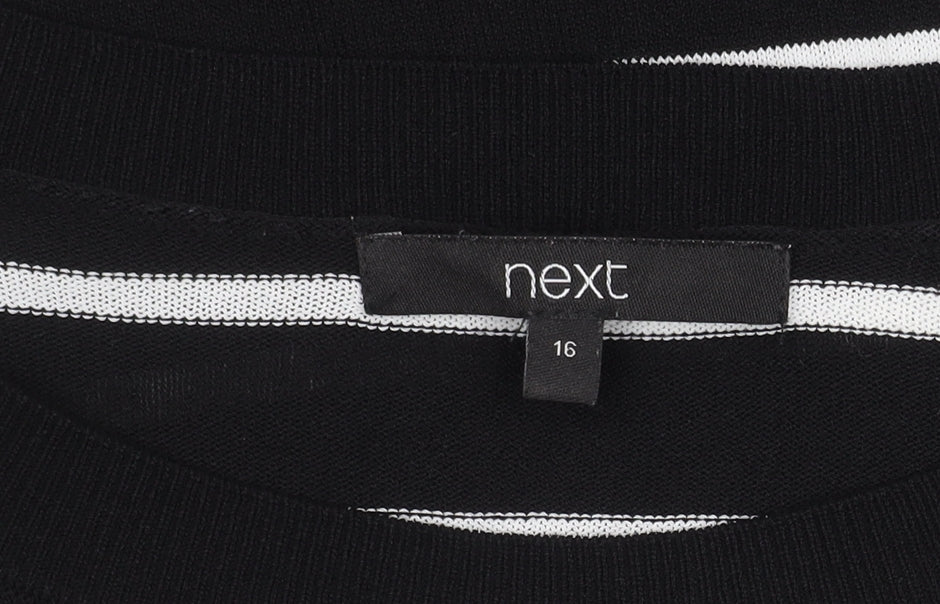 Next Women's Black Striped Long Sleeve Top, Size 16