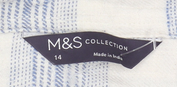 Marks & Spencer Women's Blue Plaid Button-Up Shirt