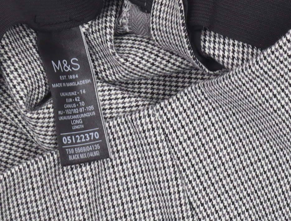 Marks & Spencer Women's Black Check Trousers Size 14