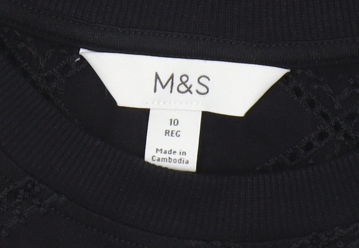 Marks & Spencer Black Geometric T-Shirt Size 10
