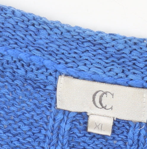 Country Casuals Women's Blue Cardigan XL Cable-Knit Round Neck