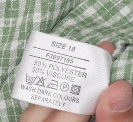 Joie de Vivre Women's Green Check Button-Up Shirt Size 18