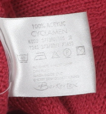 Berkertex Women's Red Cable-Knit Pullover Jumper Size 10/12