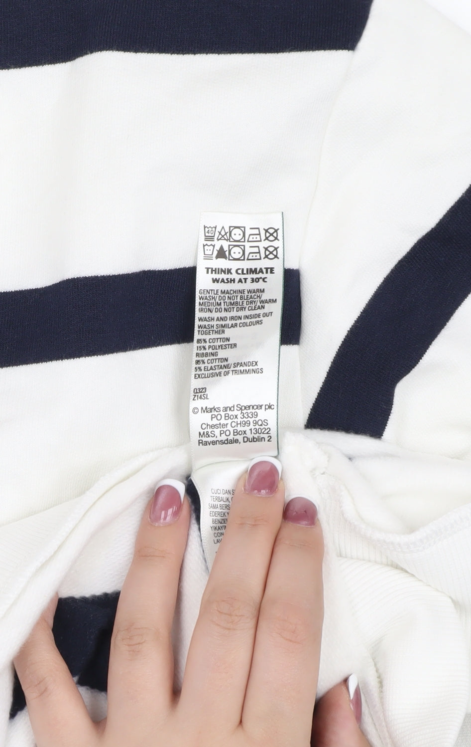 Marks & Spencer White Striped Sweatshirt - Medium
