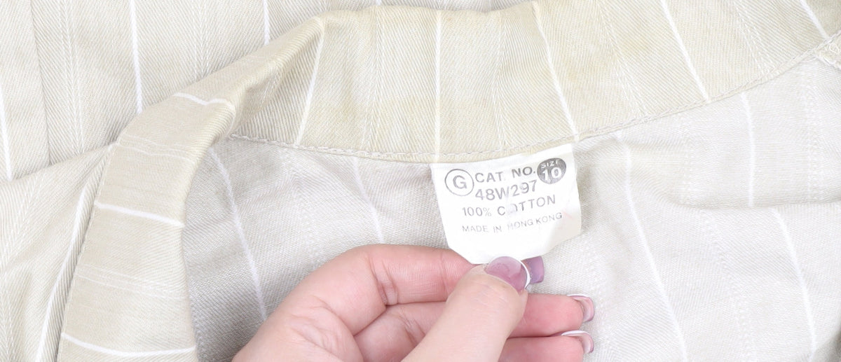 Beige Women's Pinstripe Blazer, Size 10, Cotton