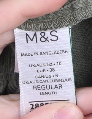 Marks & Spencer Women's Green Size 10 Button-Up Shirt