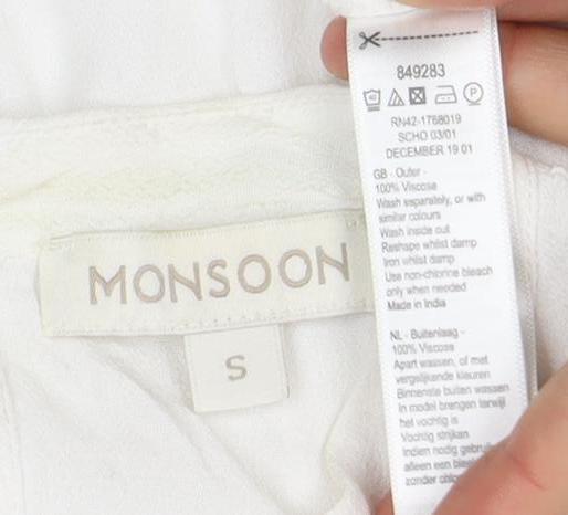 Monsoon Women's White Sleeveless Blouse, Size S
