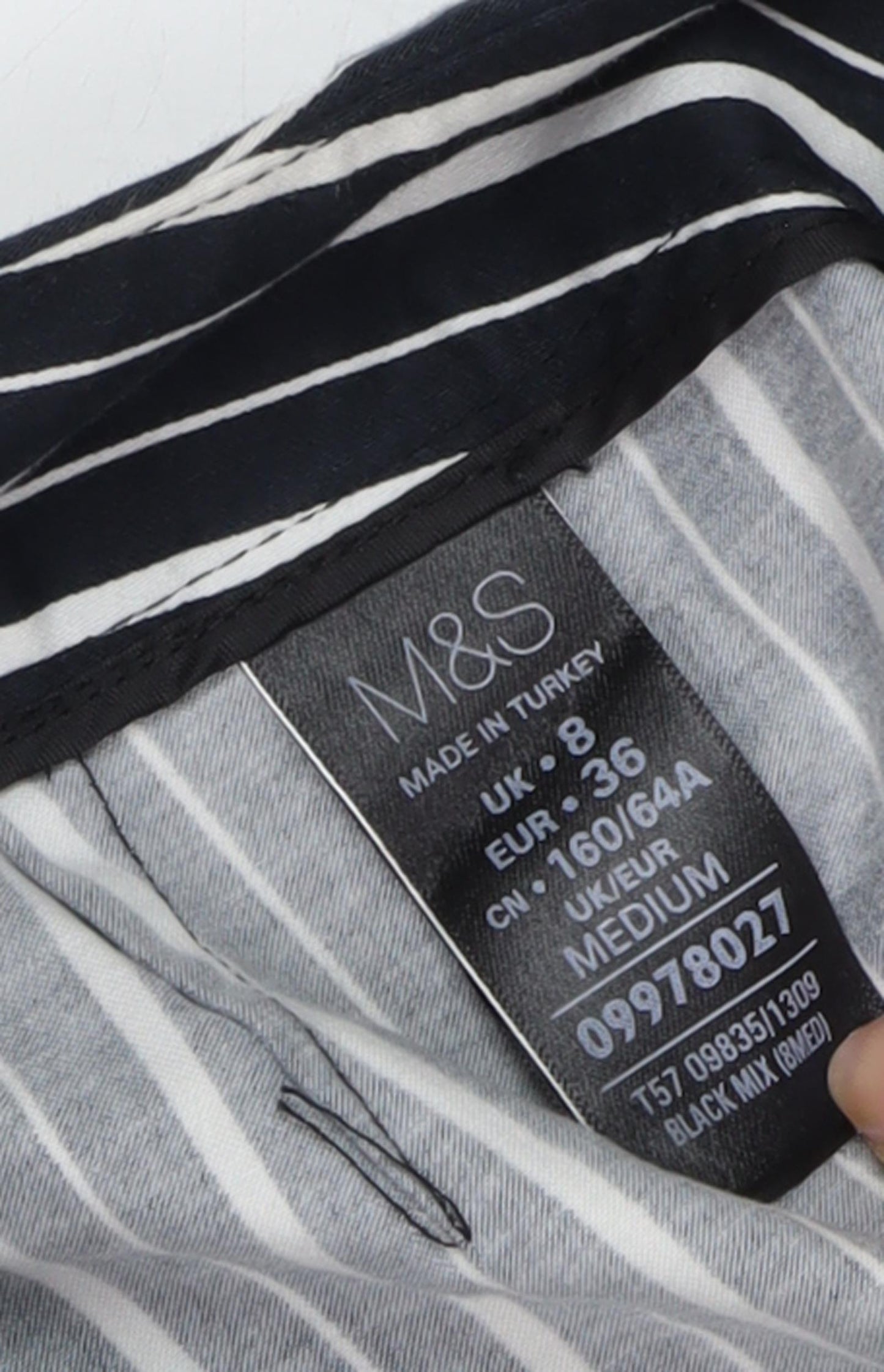 Marks & Spencer Women's Black Striped Trousers - Size 8