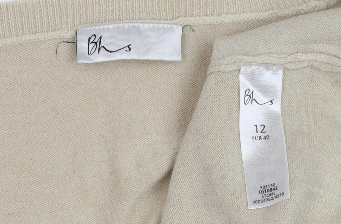 BHS Women's Beige 3/4 Sleeve Knit Jumper Size 12