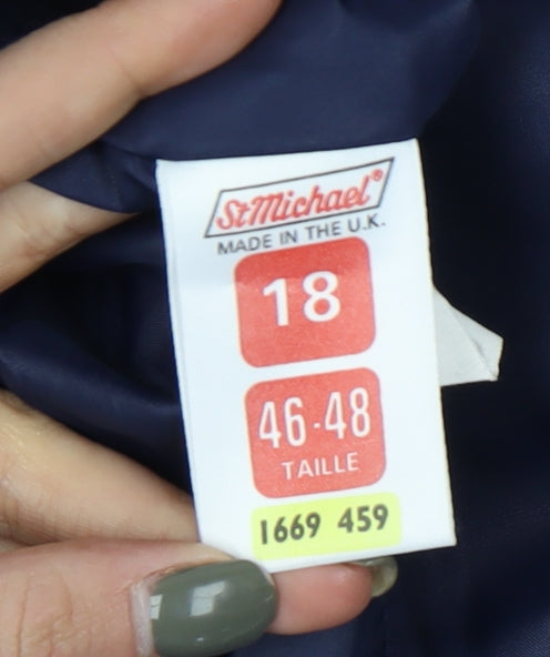 St Michael Women Blue Jacket Size 18 Basic Zip Casual