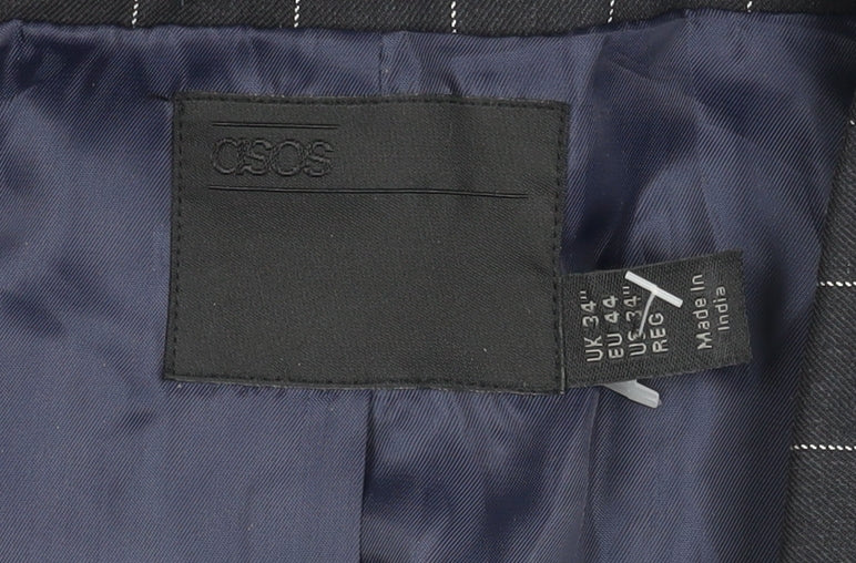Brand and care label for ASOS Men's Blue Striped Blazer -, size 34, Regular Fit