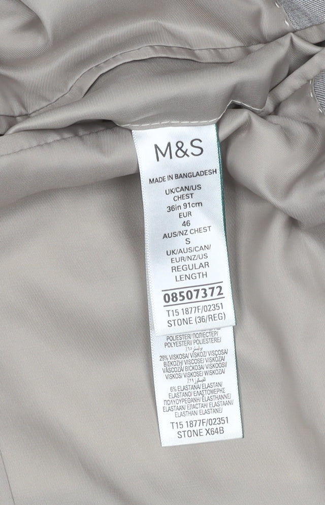 Marks & Spencer Men's Grey Blazer Size 36 Regular Fit