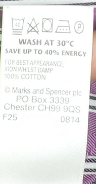 Marks & Spencer Men's Large Purple Striped Button-Up Shirt