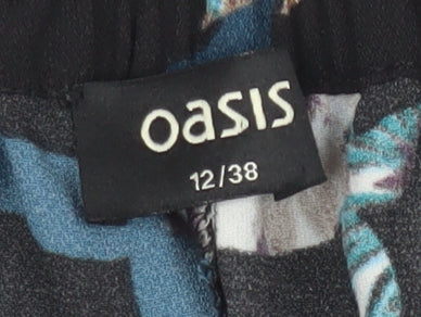 Oasis Women's Black Animal Print Trousers Size 12