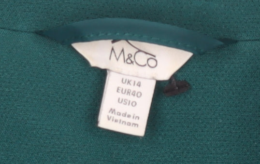M&Co Women's Green Blazer Size 14 Notch Lapel