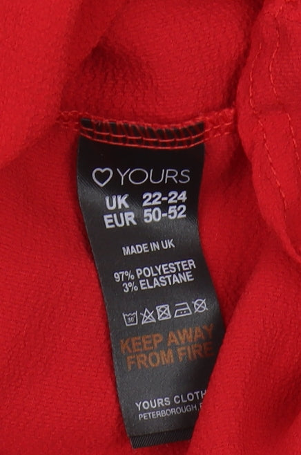 Yours Women's Red V-Neck Wrap Top Plus