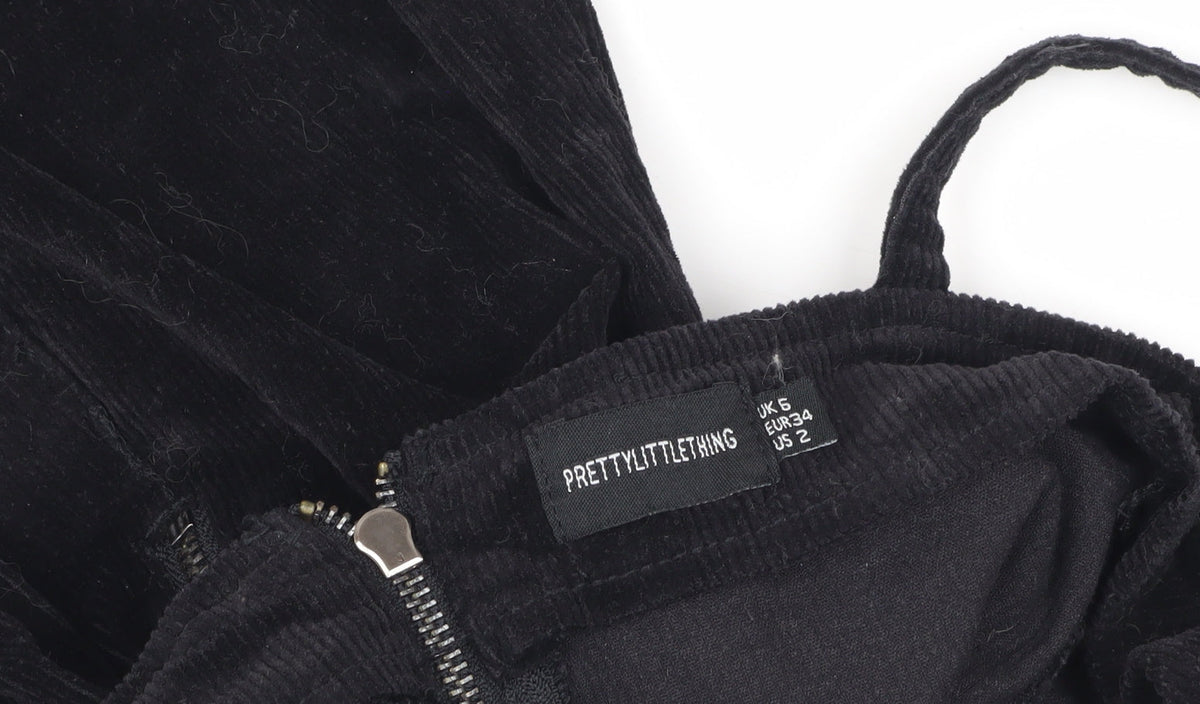 PRETTYLITTLETHING Black Corduroy Women's Dress Size 6