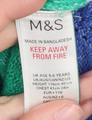 Marks & Spencer Girls Multicoloured Chevron Jumper, Size 5-6 Years